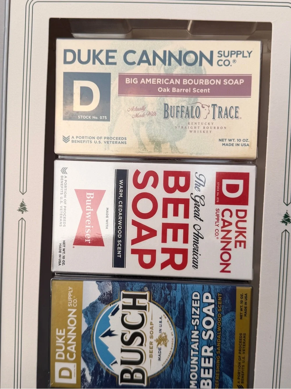 Duke Cannon Jingle Boooze Holiday Party pack 3 bars soap